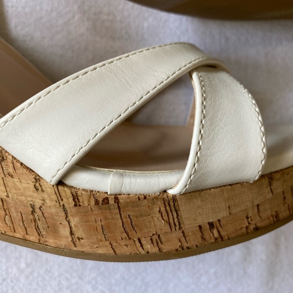 Lulu's White Cork Wedge 4" Ankle Strap Sandal.Casual Summer. Sz 7 - Picture 5 of 15
